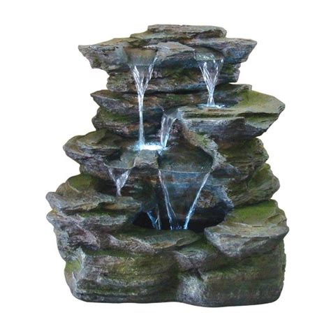 Fontaine De Jardin Tronc D Arbre Avec Mur Deau LED Hauteur 82 Cm