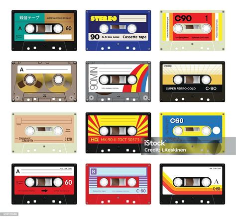 Vintage Cassette Tapes Vol 3 Stock Illustration Download Image Now Audio Cassette Radio