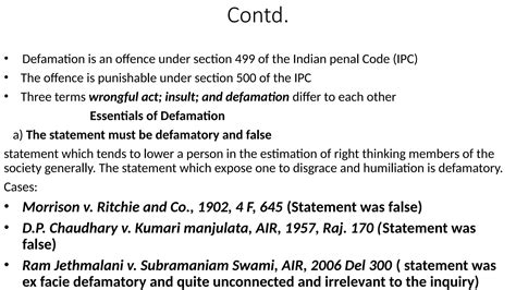 Defamation In Torts Law Of Torts In Indiapptx