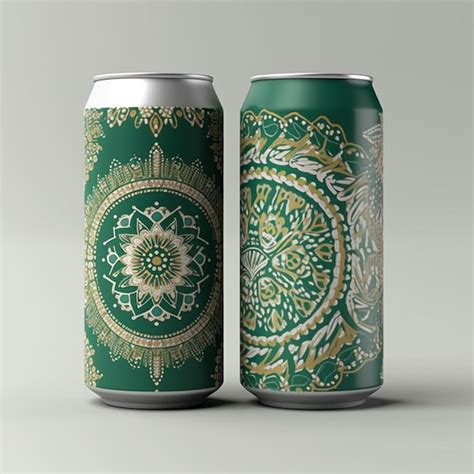 Premium Ai Image Green Aluminum Beer Can Mockup On Gray Background D