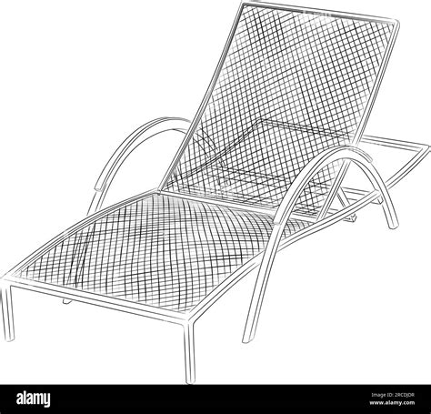 Line Art Illustration Of Beach Sun Lounger Vector Illustration Of