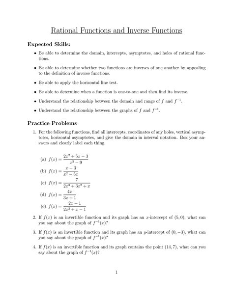 Rational Functions And Inverses Be Able To Determine Whether Two