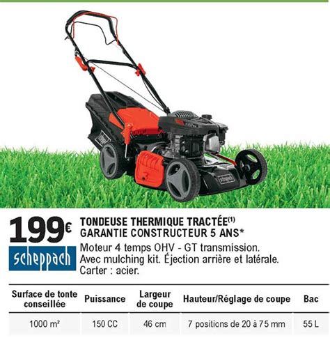 Promo Tondeuse Thermique Tract E Scheppach Chez E Leclerc Brico