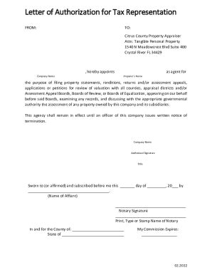 Fillable Online Letter Of Authorization For Tax Representation Letter