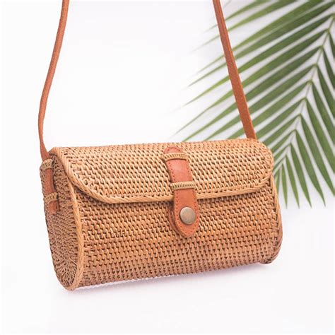 Rectangle Rattan Bag Tropicana Handmade Boho Bags Bohemian Treasure