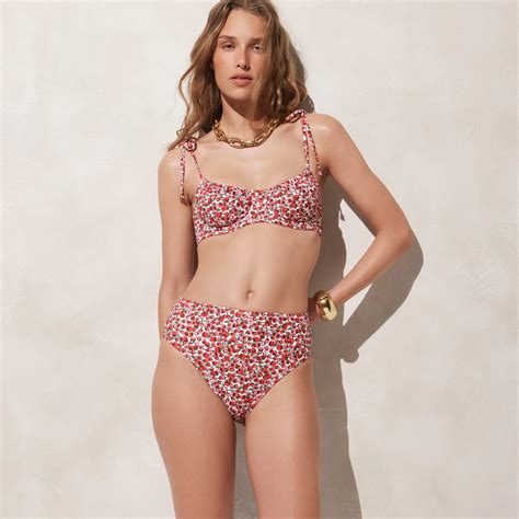 J Crew High Rise Full Coverage Bikini Bottom In Liberty Eliza S Red