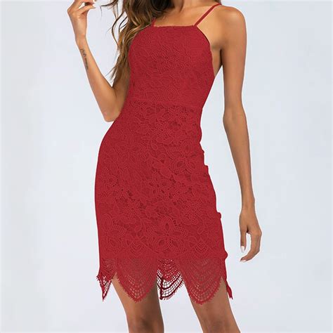 Red Lace Dresses Sexy Backless Women Sexy Bodycon Dress 2018 Summer