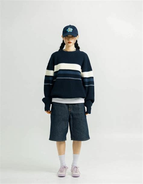 MUSINSA公式 YEYE Multi Stripe Knit Navy