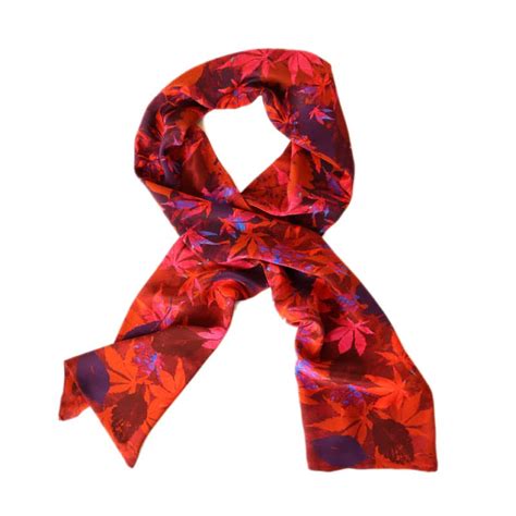 Autumn Leaves Silk Scarf Red Beckford Silk