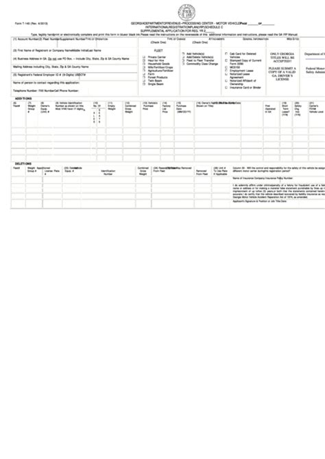 Fillable Form T Schedule C International Registration Plan Irp