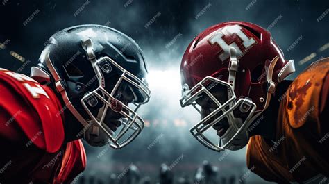 Premium Ai Image Two American Football Players Face To Face In