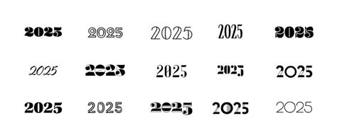 Big Set Of 2025 New Year Logo Text Design Stok Vektör Sanatı And 2025‘nin