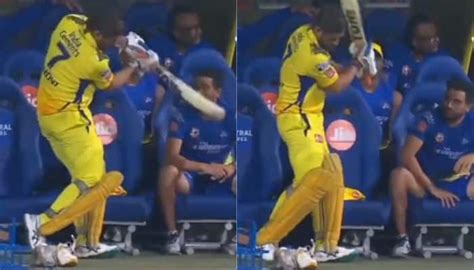 Latestms Dhoni Almost Hits Deepak Chahar With Bat In Chennai S Dugout