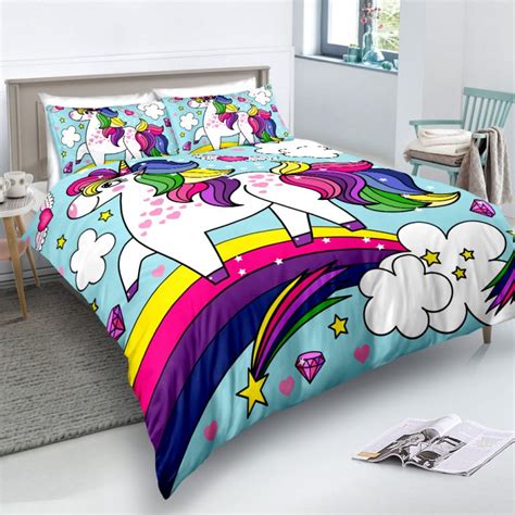 Personalized Custom Rainbow Unicorn Bedding Set Unilovers