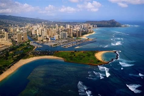 Honolulu Weddings: Scene of Magic Island from the Air