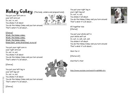 Hokey Cokey song and nursery rhym…: English ESL worksheets pdf & doc