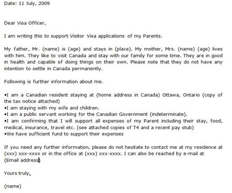 Purpose Of Travel Canada Visitor Visa Sample Letter For Spou