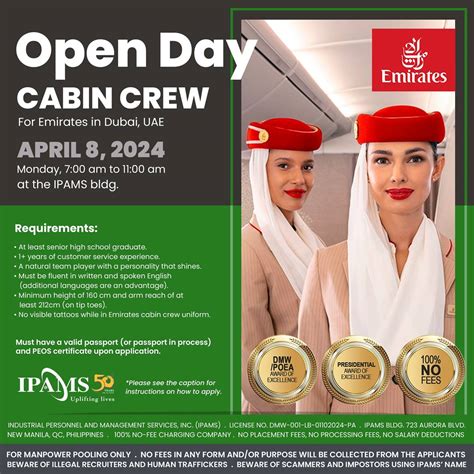 Emirates Cabin Crew Recruitment Drive With Ipams Philippines April