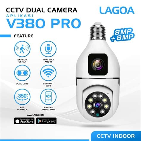 Jual LAGOA CCTV DUAL KAMERA BOHLAM LAMPU 8MP 8MP WIFI IP Camera