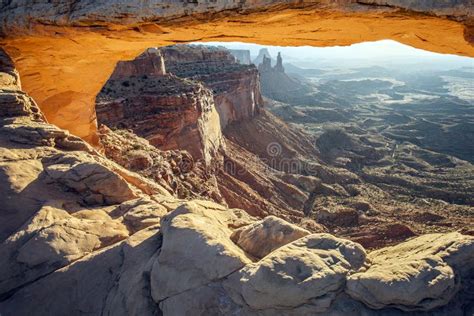 Early Morning At Mesa Arch In Canyonlands National Park Utah Stock