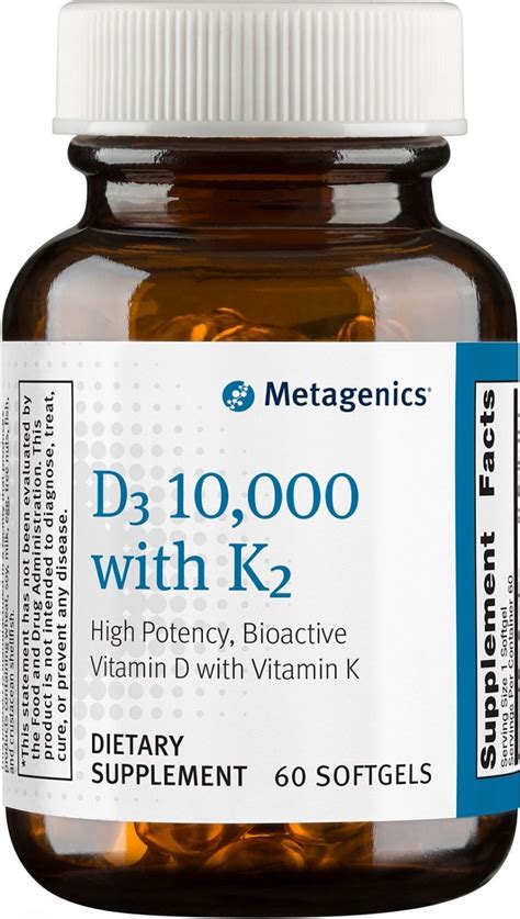 D3 10 000 With K2 60 Softgels Dietary Supplement By Metagenics Made In Usa