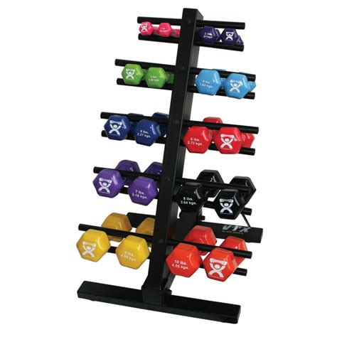 Standard Vinyl Coated Iron Dumbbell 20 Pc Set W Floor Rack 2 Ea 1 10