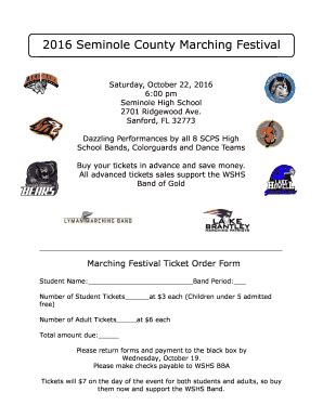 Fillable Online Seminole County Marching Festival Tickets On Sale Now