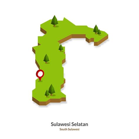 Premium Vector Isometric Map Of South Sulawesi Province Indonesia