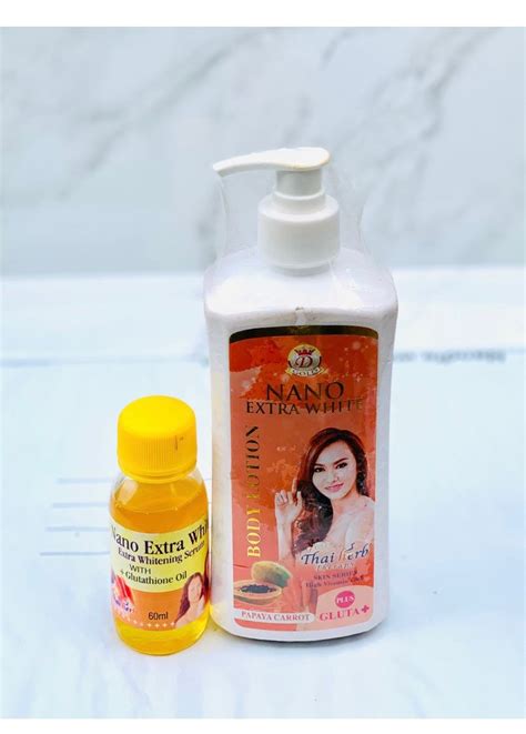 2 PCs Nano Extra White Body Lotion With Oil Aogom Collection