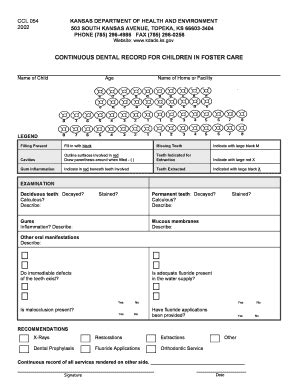 Fillable Online Aging Ks Ccl Continuous Dental Form Docx