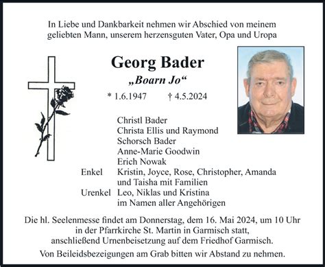 Traueranzeigen Von Georg Bader Trauer Merkur De