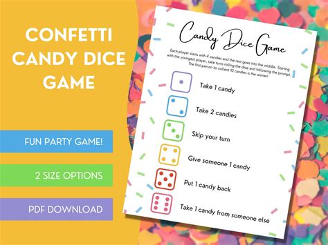 Candy Dice Game Party Game Kids Party Game Candy Game Birthday Party