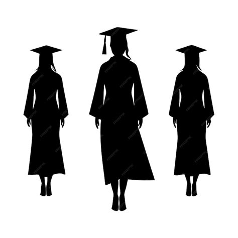 Hand Drawn Graduation Woman Full Body Silhouette Illustration Isolated