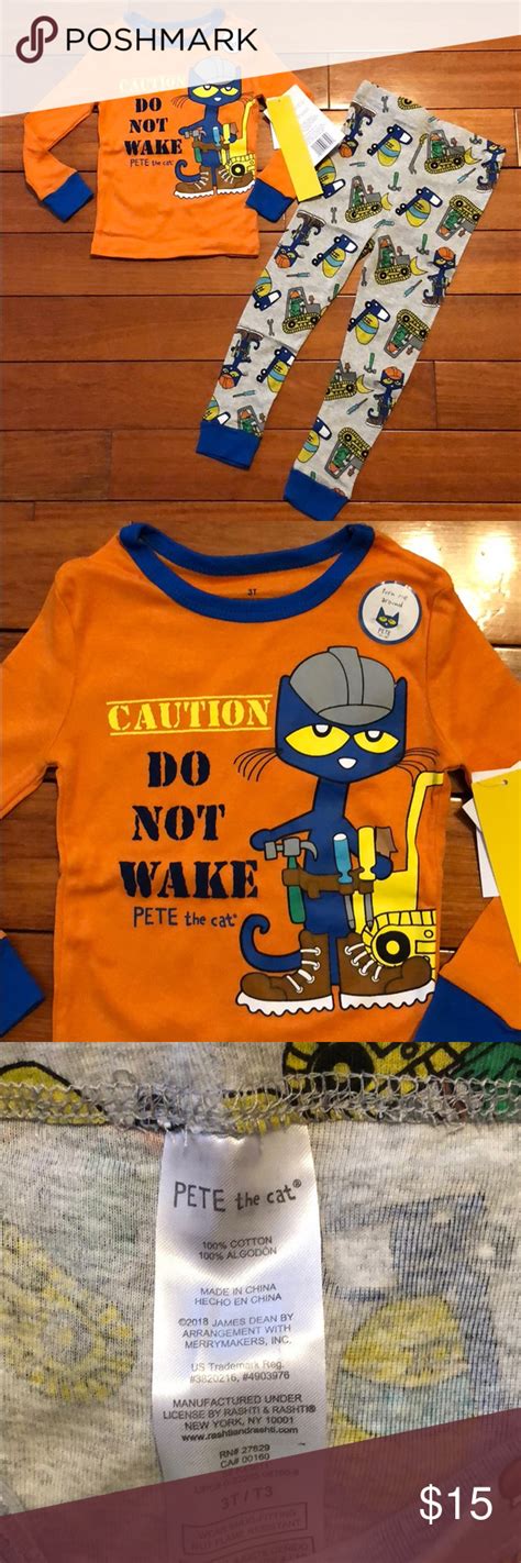 Pete The Cat Construction 2 Pc Sleepwear 3t Cat Pajamas Sleepwear