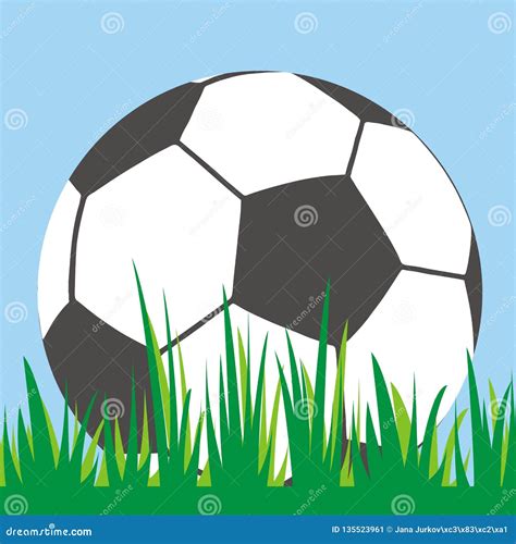 Soccer Ball In Grass Cartoon