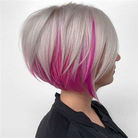 Blonde Bob With A Pink Underlayer Blonde Peekaboo Highlights Peekaboo