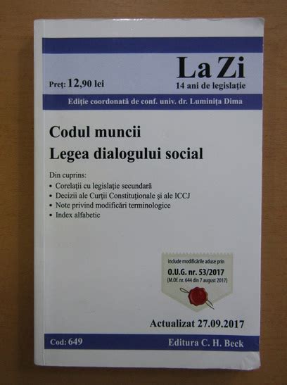 Luminita Dima Codul Muncii Legea Dialogului Social Cump R