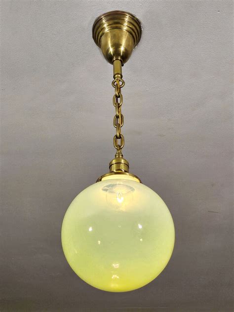 Restored Antique Vaseline Glass Shade Globe Light Fixture Etsy