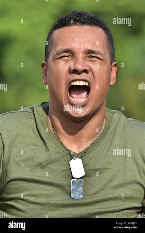 Veteran Soldier Yelling Stock Photo Alamy