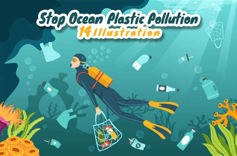 14 Stop Ocean Plastic Pollution Illustration By Denayunethj Thehungryjpeg