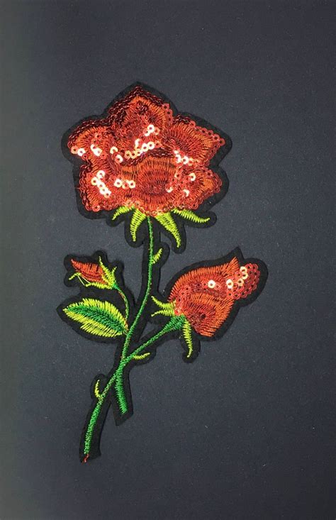 Sequin Rose Iron On Sew On Patch Etsy In Sew On Patches