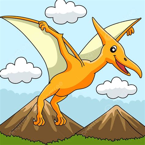 pterodactyl dinosaurus berwarna ilustrasi kartun gambar warna