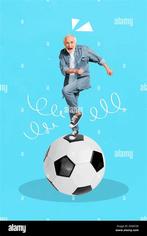 Vertical Creative Photo Collage Illustration Of Funny Good Mood Elderly