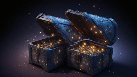 Premium Photo Treasure Chest With Glowing Lights On Dark Background