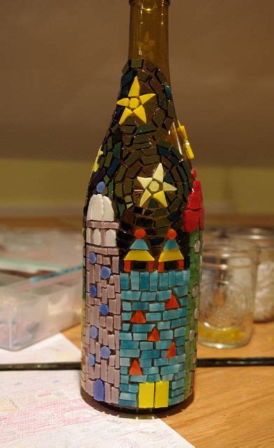 Mosaic Bottle Progress Mosaic Bottles Mosaic Pots Mosaic Art