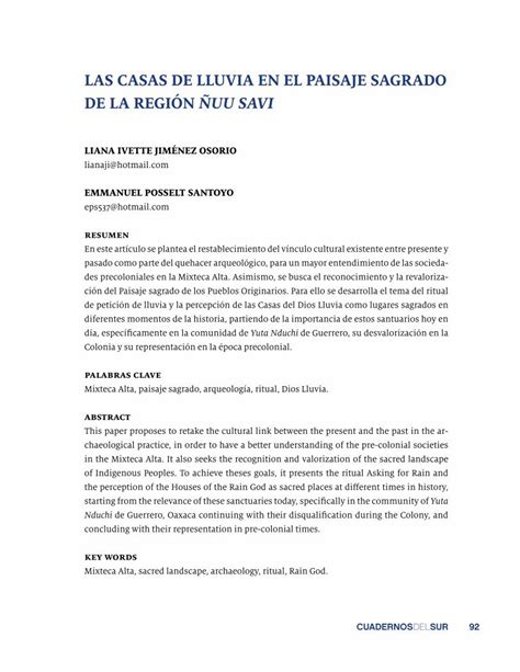 Pdf Las Casas De Lluvia En El Paisaje Sagrado Cuadernosdelsur Wp