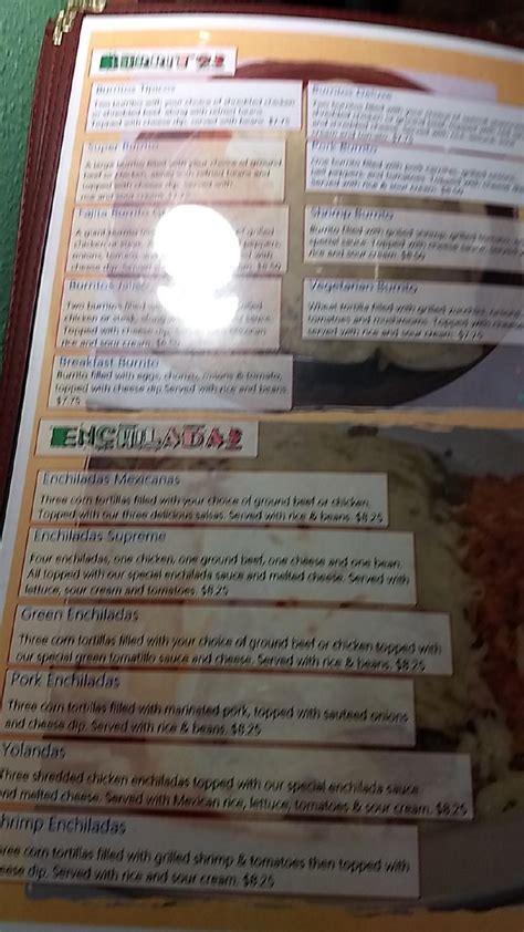 Menu At Tequila S Mexican Bar Grill Northwood