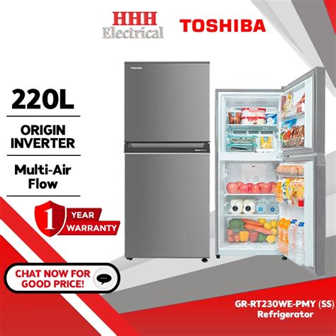 TOSHIBA GR RT230WE PMY 220L 2 Door Refrigerator Fridge Peti Sejuk GR