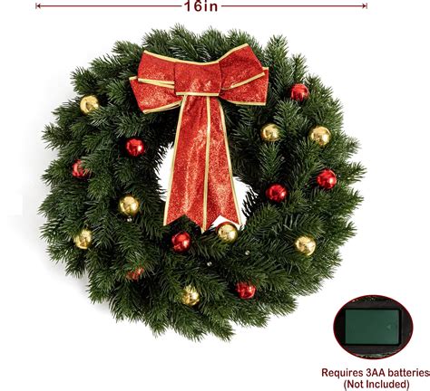 Buy Christmas Wreath Inch With Led Lights Hanger Battery Operated