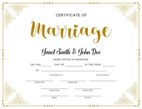 Editable Marriage Certificate Editable Printable Wedding Certificate